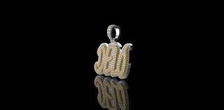 14k 2 tone white and yellow gold double layer "Delo" style custom diamond pendant