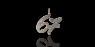 14k 2 tone white and rose gold double layer 67 style custom diamond pendant