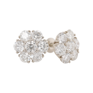 XL Flower Cluster White Gold Earrings 4.33 CT