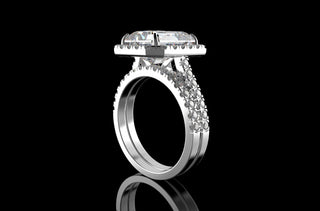 18k white gold Emerald cut halo diamond engagement ring 6.50cts