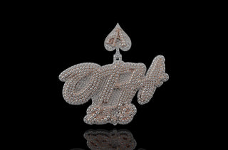 14k 2 tone rose and white gold double layer custom "OTH 2518" style custom diamond pendant