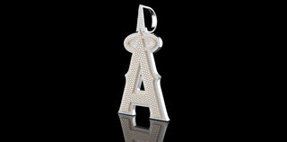 14K 2 TONE ROSE AND WHITE GOLD DOUBLE LAYER CUSTOM "A" STYLE DIAMOND PENDANT