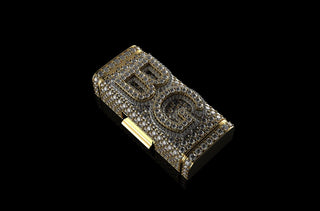 14k 2 tone yellow and white gold custom "BG" style diamond lock