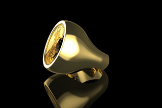 14k yellow gold mens custom liberty coin ring