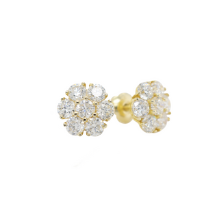 Large Flower Cluster Diamonds Earrings 2.06 CT