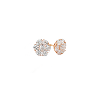 Small Flower Cluster Diamonds Rose Gold Earrings 1.12 CT