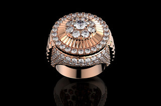 14k rose gold Rolex inspired ring 4.33cts
