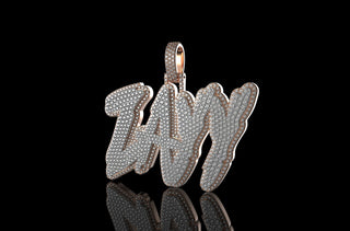 14k 2 tone rose and white gold custom "ZAyy" style diamond pendant