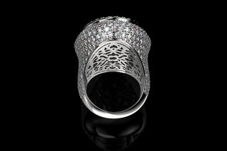 14k white gold large custom mens 3d oval shape diamond ring with bezel ring