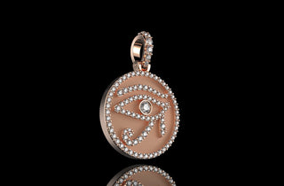 14k Rose gold round eye of ra diamond pendant