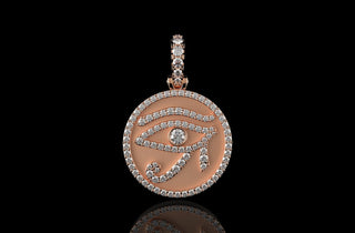 14k Rose gold round eye of ra diamond pendant