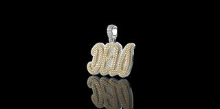 14k 2 tone white and yellow gold double layer "Delo" style custom diamond pendant