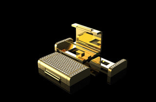 14k yellow gold square custom diamond lock large