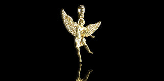 14k yellow gold diamond saint michael pendant