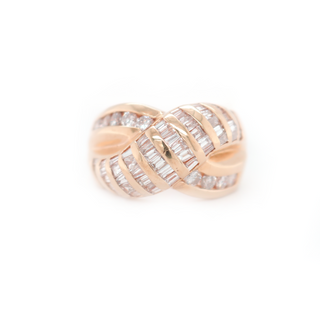 X Baguette And Round Diamond Rose Gold Ring 1.40 B 0.65 R
