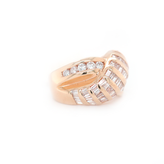 X Baguette And Round Diamond Rose Gold Ring 1.40 B 0.65 R