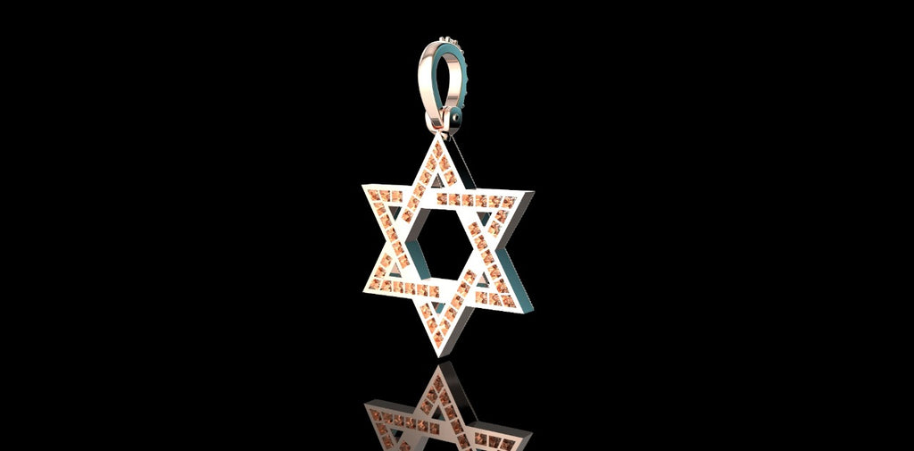 14k rose gold star of david diamond pendant