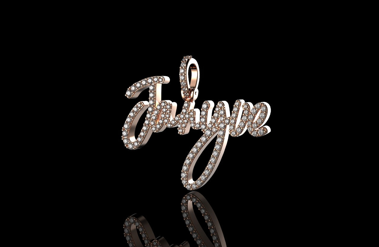 14k rose gold custom "Janyve" style diamond pendant