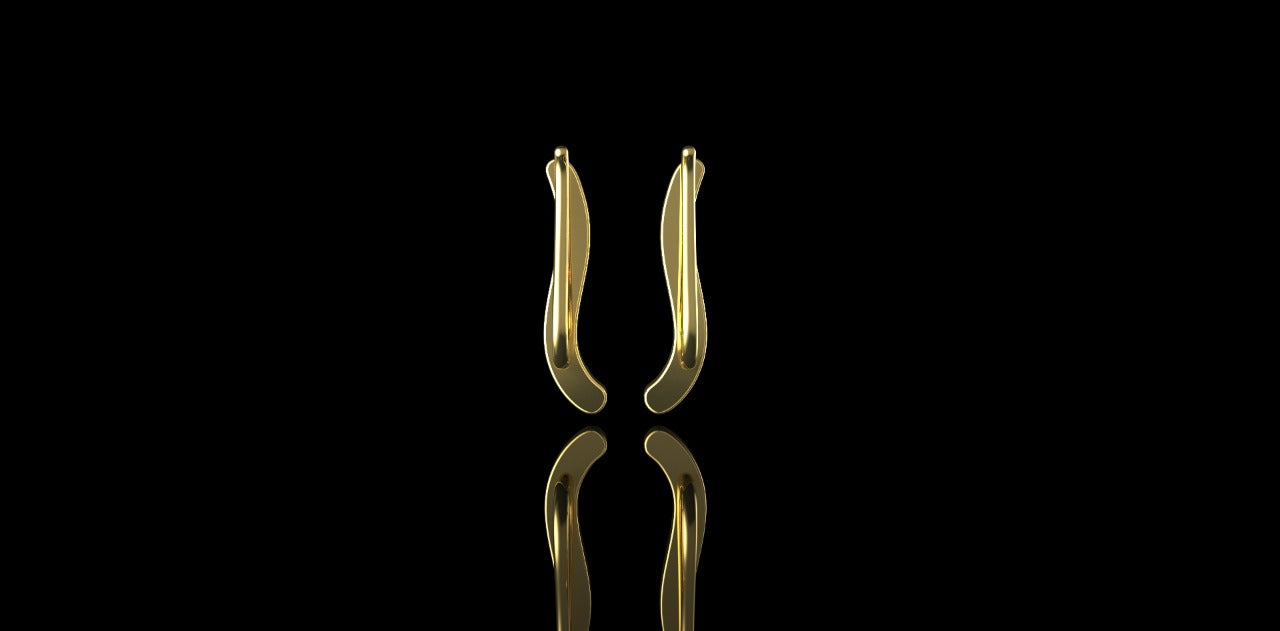14K YELLOW GOLD CUSTOM "WIGGLE" STYLE DIAMOND EARRING