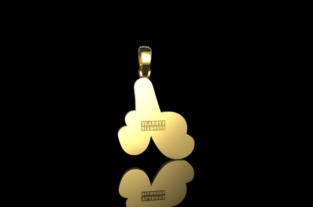 14k 2 tone yellow and white gold double layer Script initial A diamond pendant