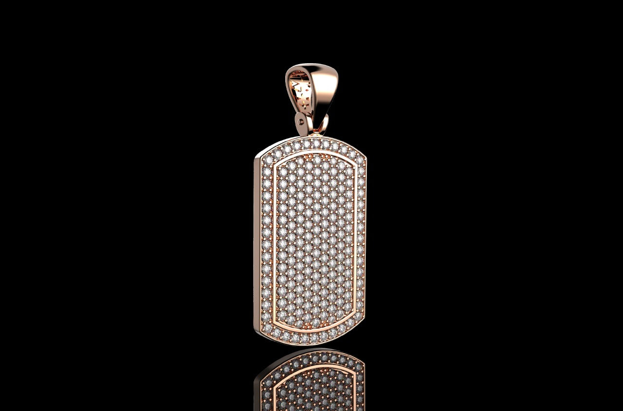 Dog Tag Diamond Rose Gold Pendant 3.63 CT