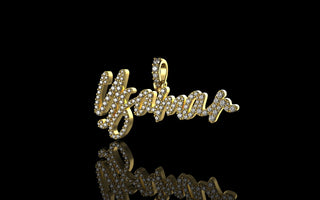 14k yellow gold custom "ysamar" style diamond pendant