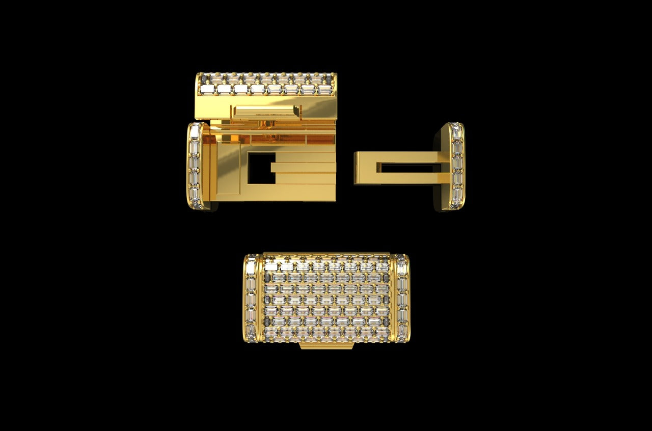 14k yellow gold custom baguette diamond lock