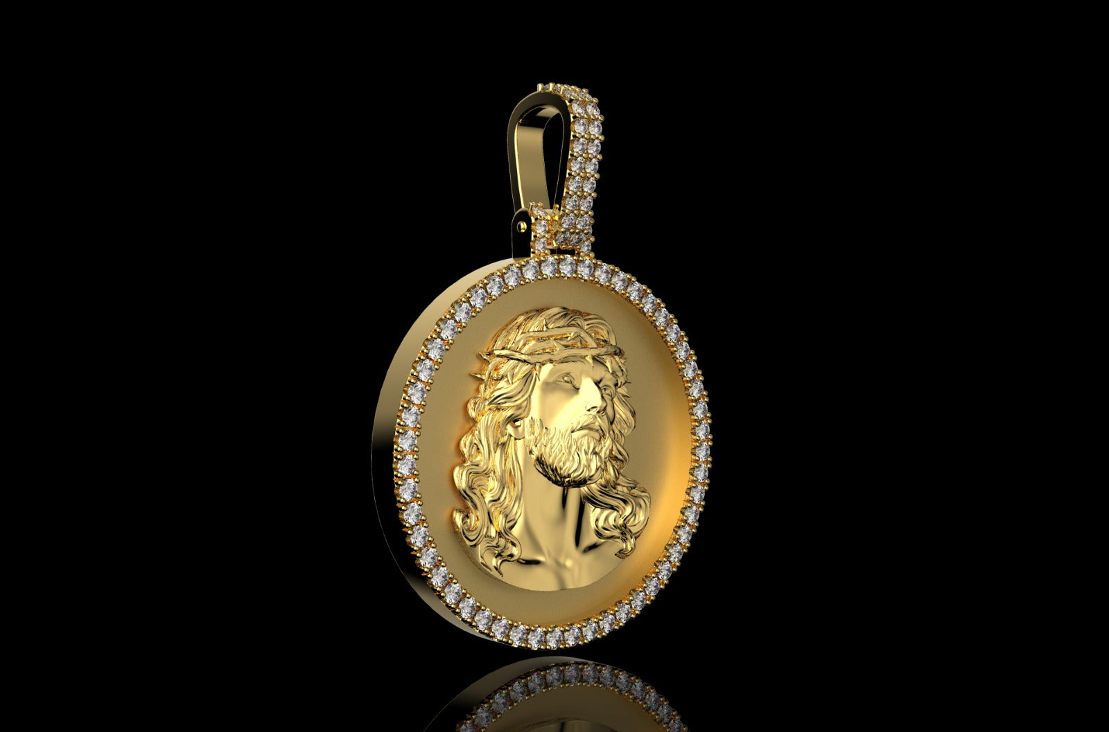 Gold christ head with on sale diamonds