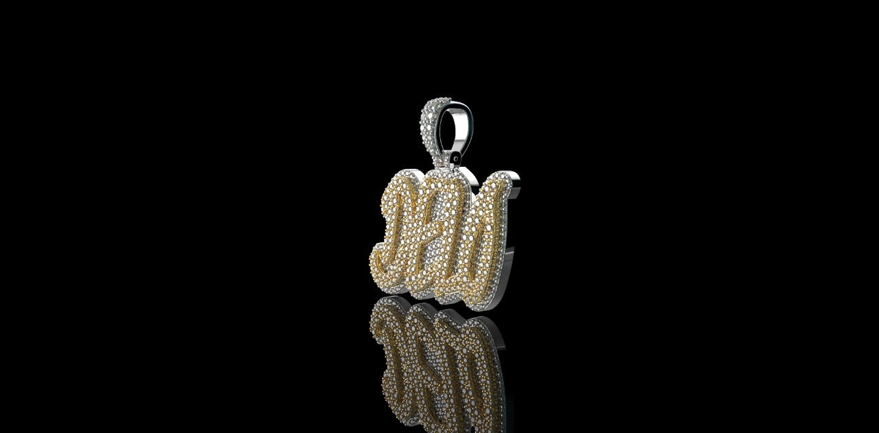 14k 2 tone white and yellow gold double layer "Delo" style custom diamond pendant