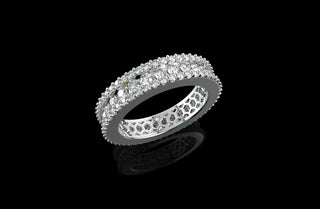 14K white GOLD 3 ROW CHANNEL SET DIAMOND ETERNITY BAND 2.92CTS
