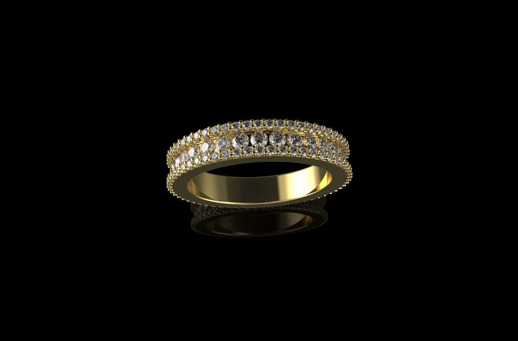 14k yellow gold 3 row channel set diamond eternity band 2.92cts