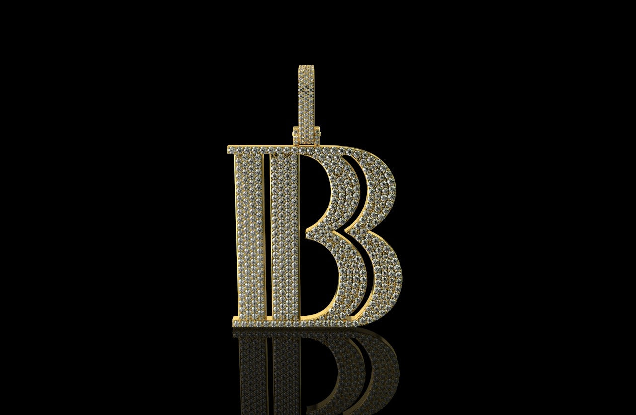 14k yellow gold double BB style diamond pendant