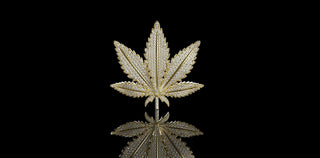 14k yellow gold custom marijuana leaf diamond pendant