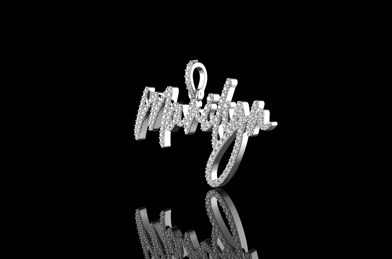 14K WHITE GOLD SINGLE LAYER CUSTOM "MARILYN" DIAMOND PENDANT