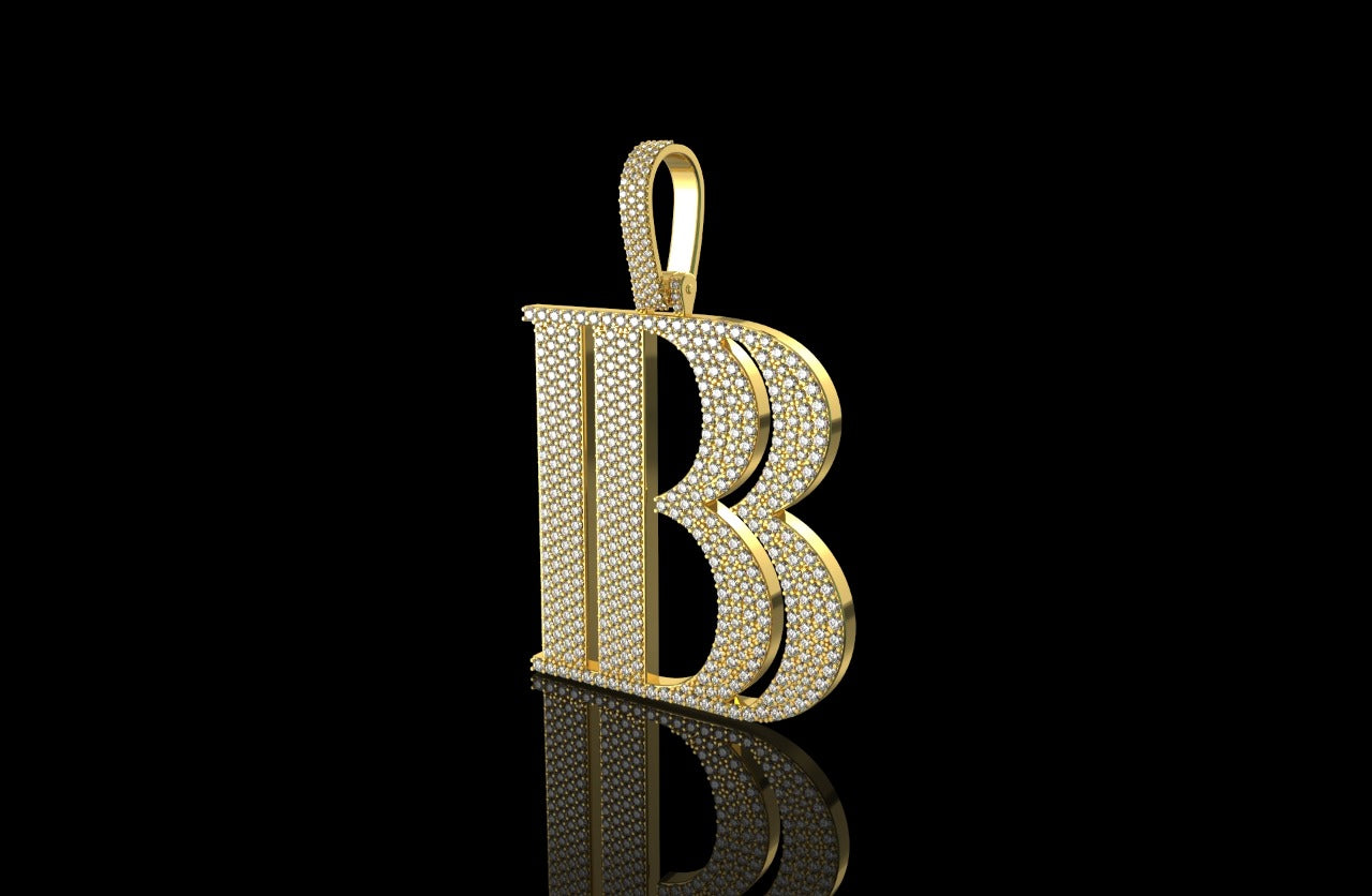 14k yellow gold double BB style diamond pendant