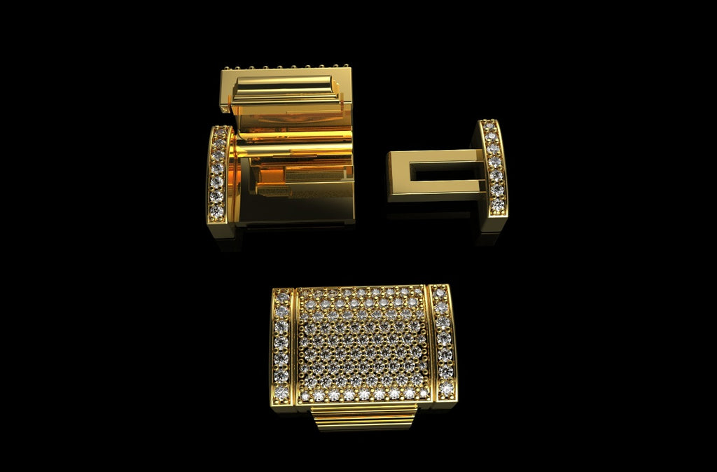 14k yellow gold custom extra small diamond lock flat