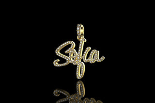 14k yellow gold custom "sofia" style diamond pendant