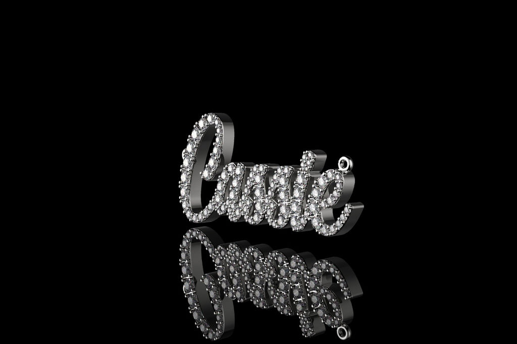 14k white gold custom "cassie" style diamond pendant