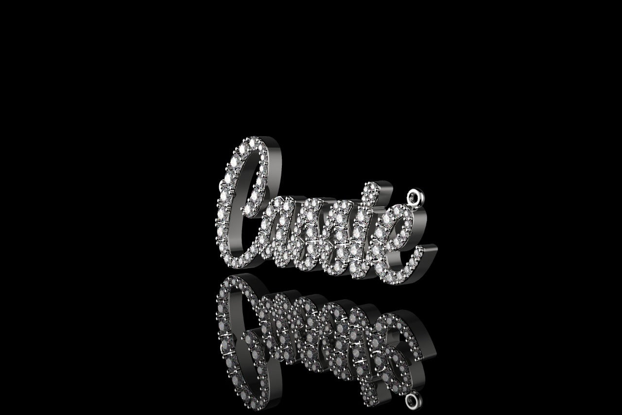 14k white gold custom "cassie" style diamond pendant