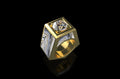 14k yellow gold custom made 5.00ct diamond ring with custom white onyx stone