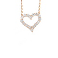 Small Single Row Heart Diamond Rose Gold Pendant .91 CT
