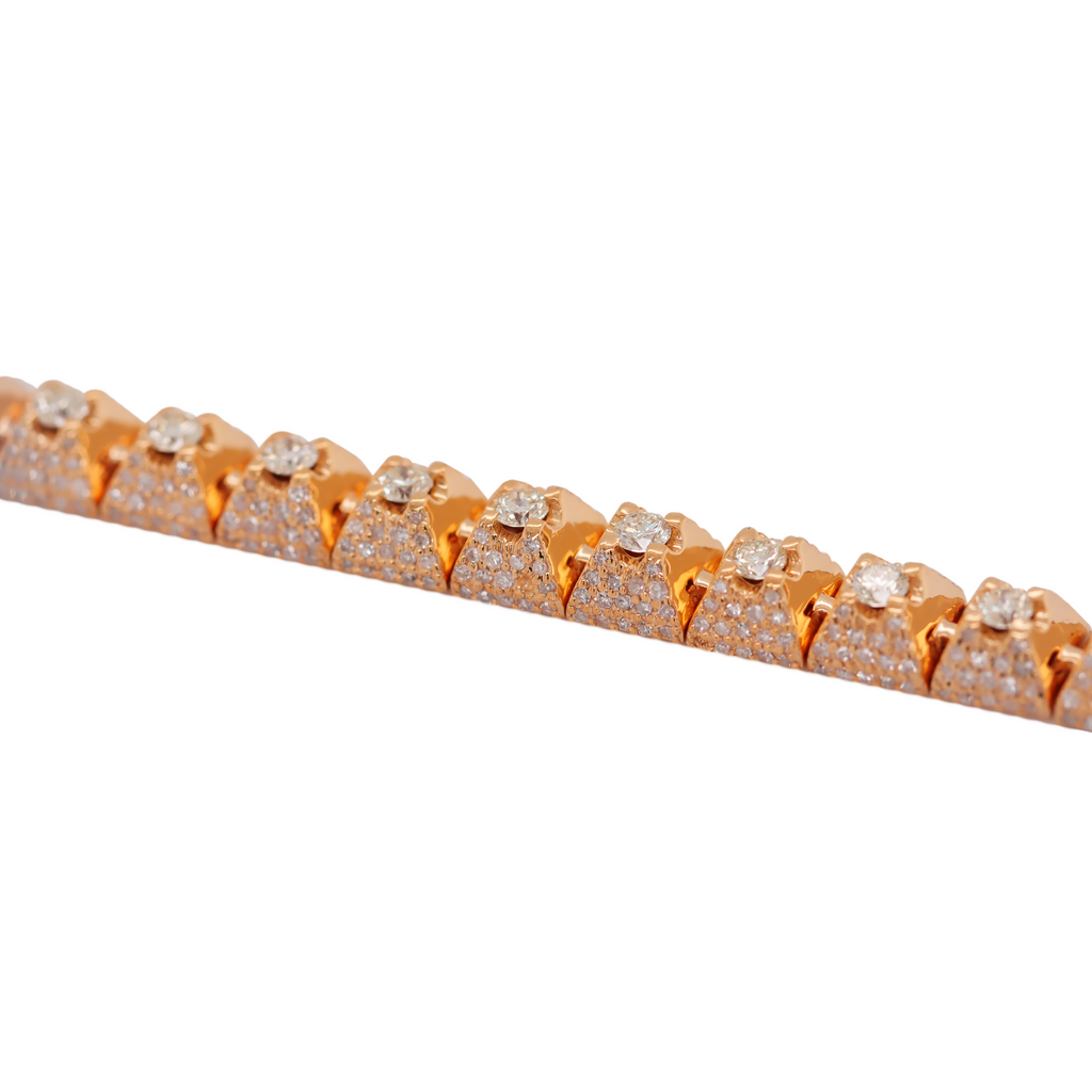 Tennis Flower Setting Rose Gold Bracelet 5.5 CT