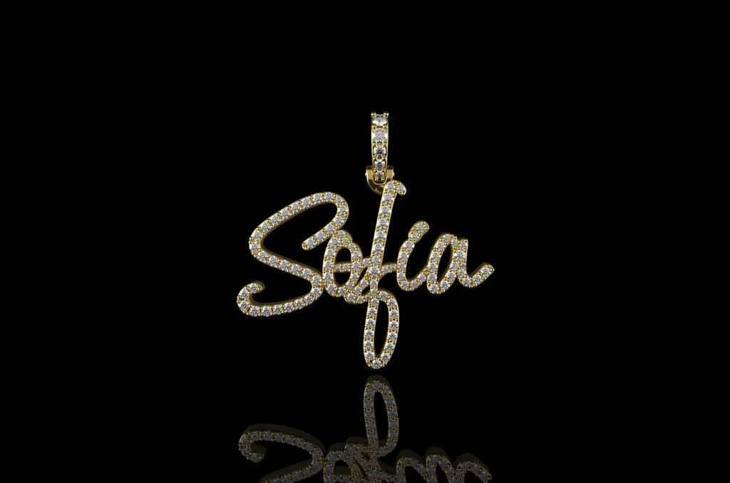 14k yellow gold custom "sofia" style diamond pendant