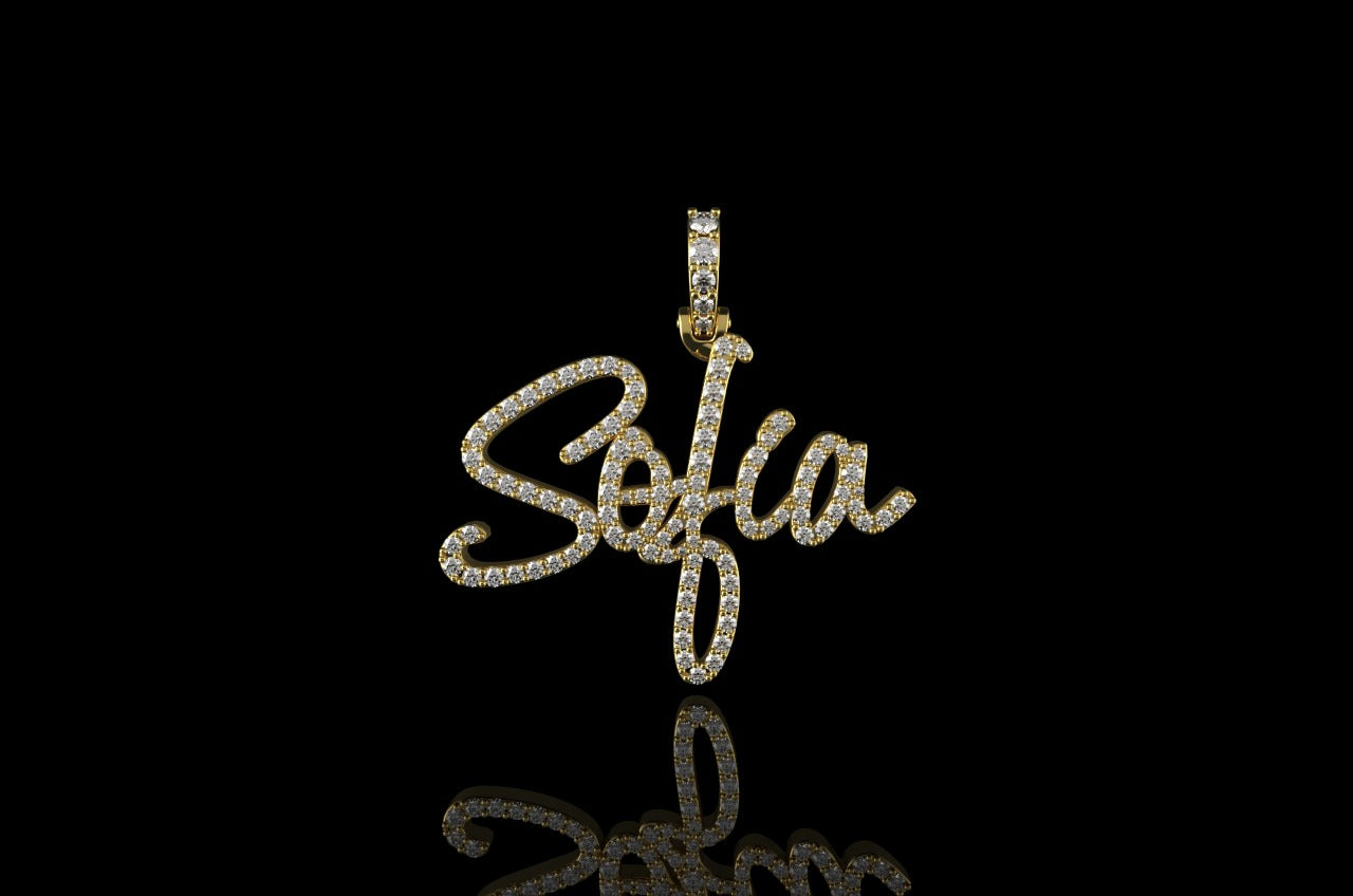 14k yellow gold custom "sofia" style diamond pendant