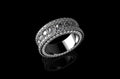 14k white gold custom made mens 3d 3 row jumbo diamond eternity band profile diamonds