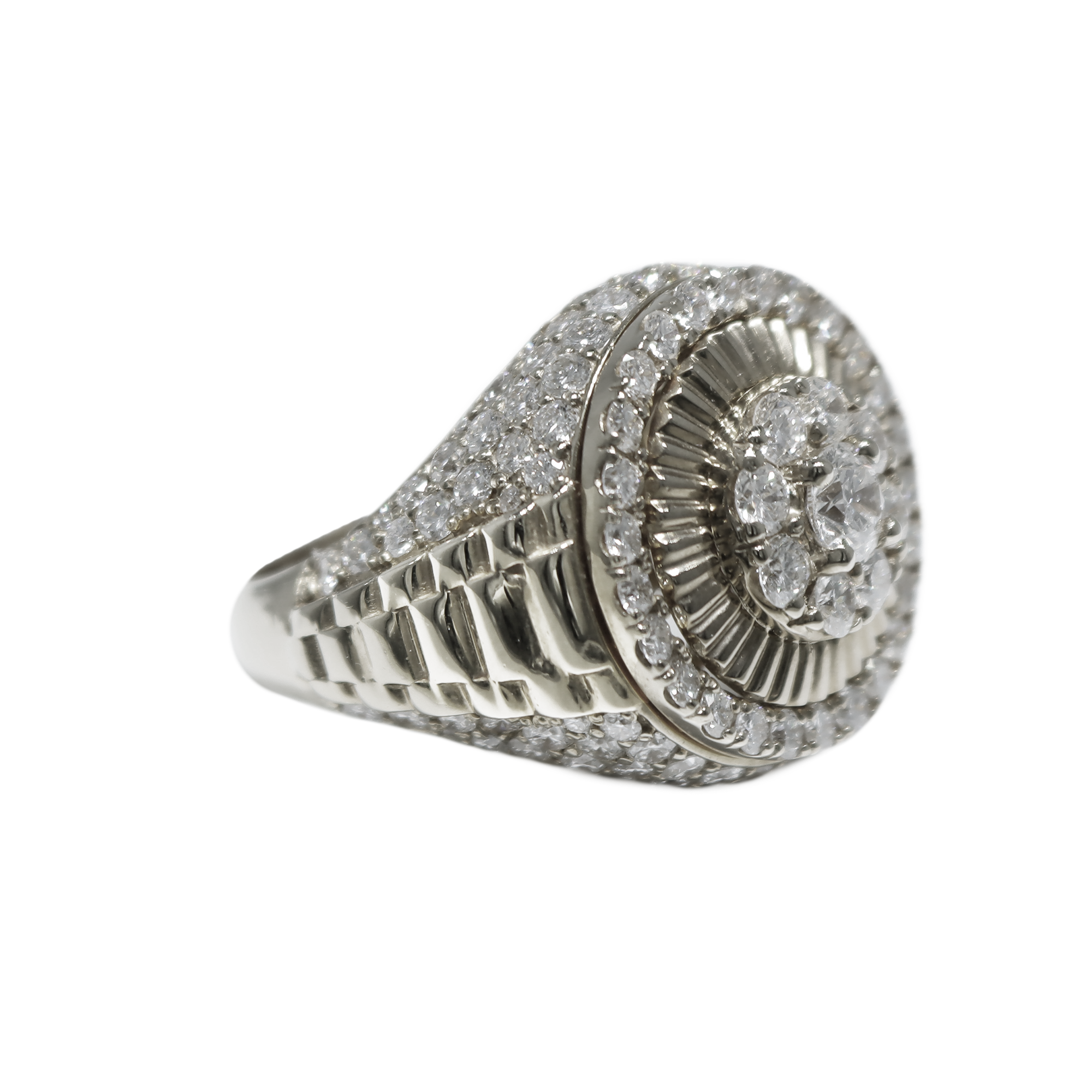 Diamond Layer Cluster White Gold Ring 4.62 CT
