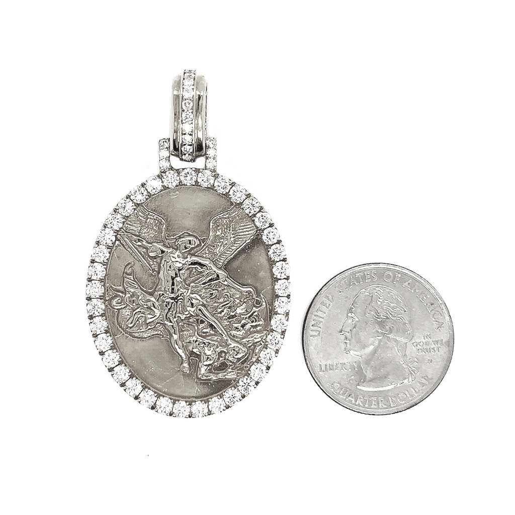 Angel vs Demon Diamond Oval White Gold Pendant 2.99 CT