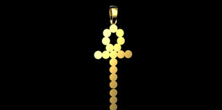 14k Yellow gold diamond ankh cross pendant