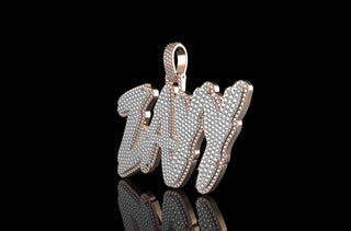 14k 2 tone rose and white gold custom "ZAyy" style diamond pendant