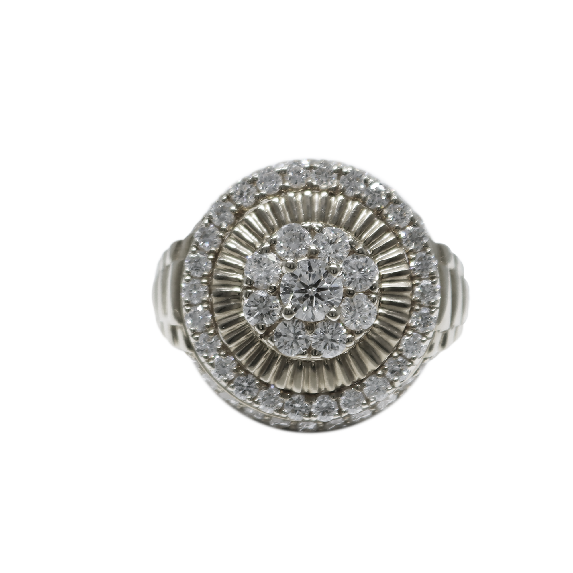 Diamond Layer Cluster White Gold Ring 4.62 CT